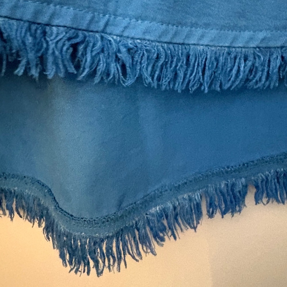 Maven West Blue Tencel Rayon Fringe Hem Sleeveless‎ Shift Dress Womens Small - Picture 2 of 6